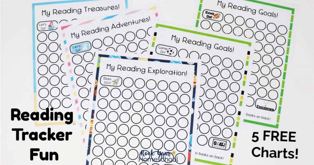 These free reading log printable charts are awesome ways to motivate your kids to track reading practice & progress.