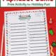 Christmas Alphabet Game printable page with Christmas pencil & mini-erasers on red background.