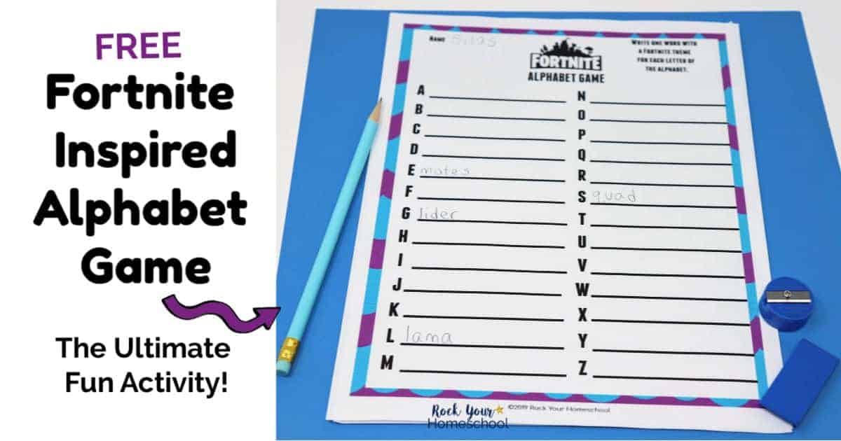 Enjoy a fun activity with your Fortnite fans! This free printable alphabet game is an excellent addition to your party, class, & family fun!