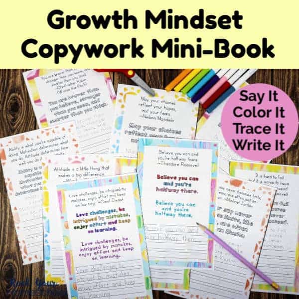 Create a special keepsake with this free printable growth mindset copywork mini-book.