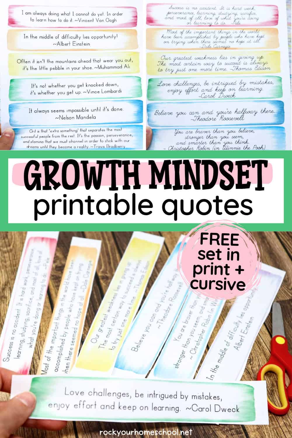 Growth Mindset Quotes For Kids (with Free Printable Set) - Rock Your ...