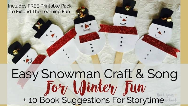 5 snowman with jingle bells to feature this easy snowman craft and song for winter fun