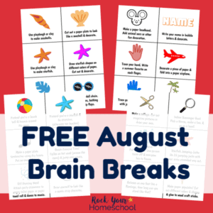 free printable August brain breaks