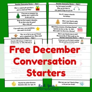 free printable December conversation starters