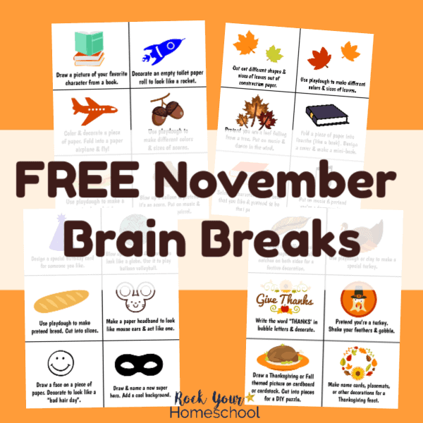 free printable November brain breaks