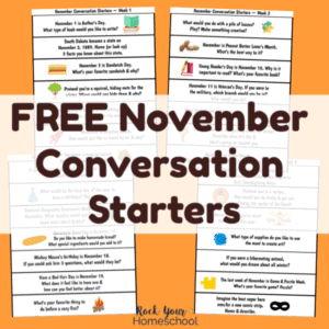 free printable November conversation starters