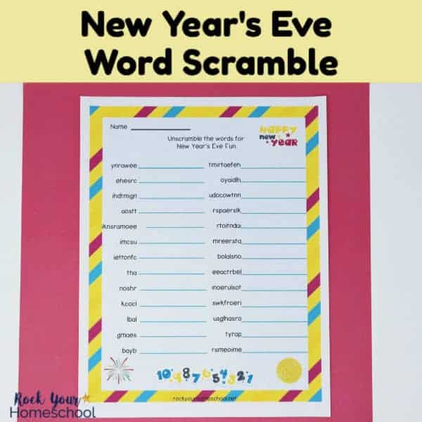 Your kids will have a blast with this free printable New Year's Eve Word Scramble activity.