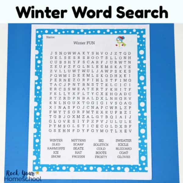 winter fun word search rock your homeschool