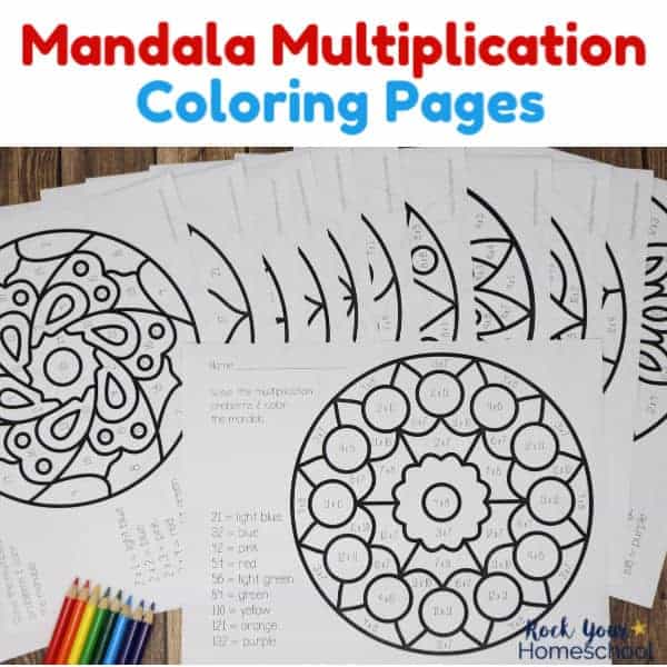 Mandala Multiplication Coloring Pages are wonderful activities to help your kids practice & memorize these math facts.