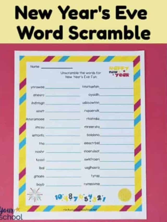 Free New Year’s Eve Word Scramble for Awesome Fun Activity Story