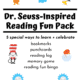 Dr. Seuss-Inspired Reading Fun Pack with the Lorax, Horton, Sam-I-Am, The Cat in the Hat, Fish, Thing 1 and Thing 2 to feature the variety of reading fun resources you'll find in this set with bookmarks, punchcards, bingo, memory game, and reading log