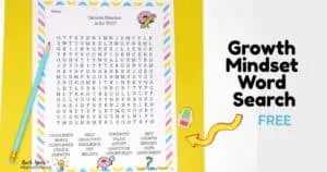 Your kids will love this free printable growth mindset word search activity.