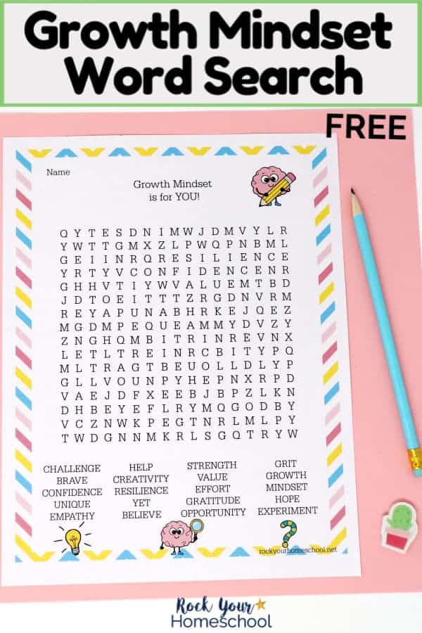 Fun & Free Growth Mindset Word Search for Kids