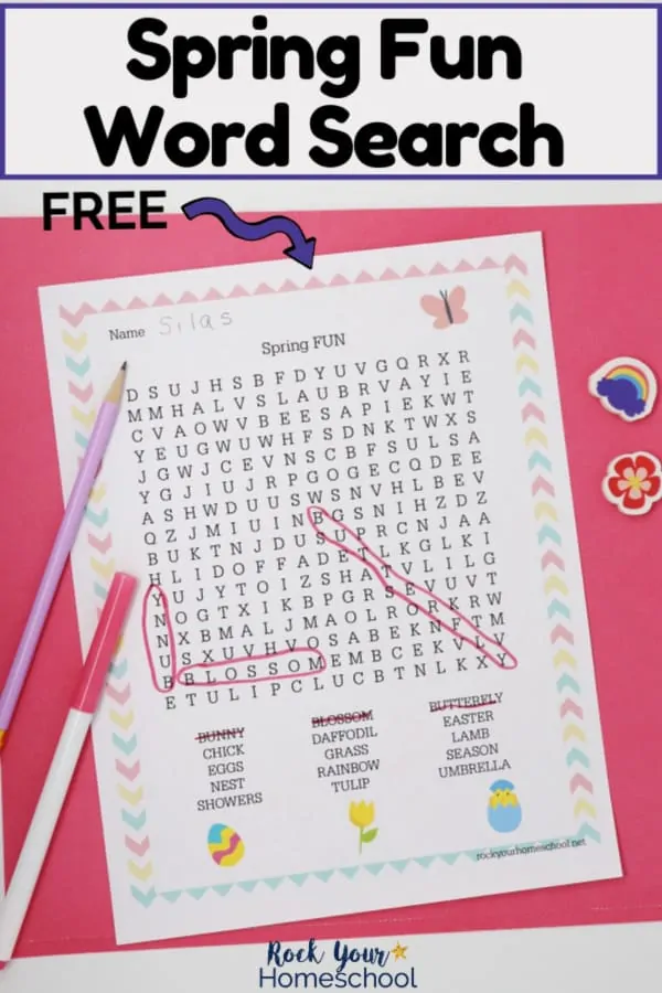 Free Spring Fun Word Search for Easy Activity with Kids