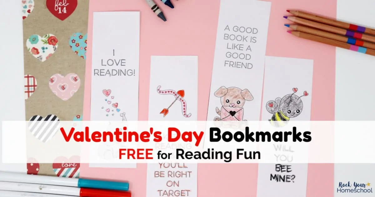 Get this free set of Valentine's Day Bookmarks for Reading Fun. Great for your class, party, & friends!
