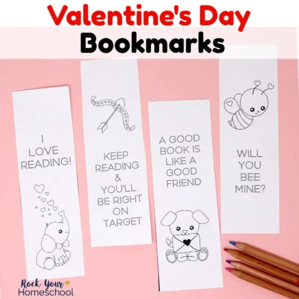Your kids will love these free Valentine's Day coloring bookmarks for reading fun.