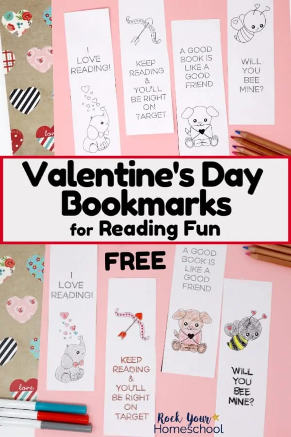 These cute Valentine's Day Bookmarks are excellent ways to have reading fun. Get your free set today.