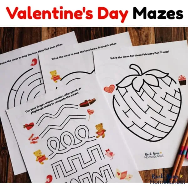 Get 4 FREE Valentine's Day Mazes for fun holiday activities for kids.