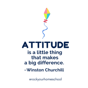 Positive quote by Winston Churchill on attitude with colorful kite to feature hope & positivity