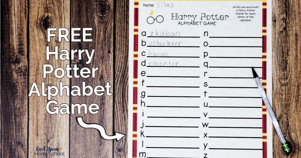 This free printable Harry Potter-Inspired Alphabet Game is a fantastic activity for your party, class, library, homeschool, & more.