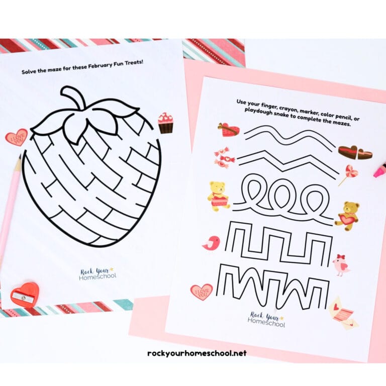 Two Valentine's Day mazes for kids.