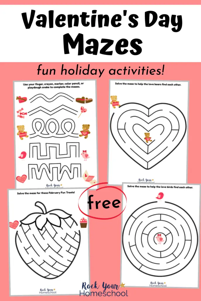 4 free Valentine's Day mazes for fun holiday activities for your kids to enjoy