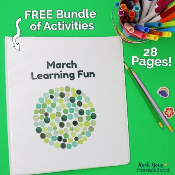 Your kids will love this free bundle of 28 pages of March Learning Fun Activities.