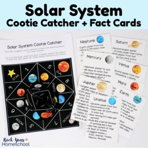 free printable solar system cootie catcher and fact cards set