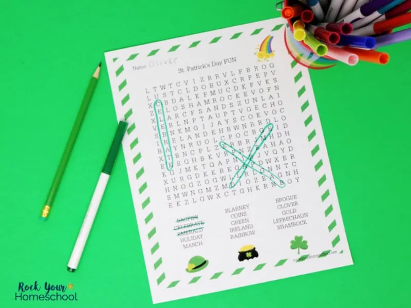 Enjoy this free St. Patrick's Day Word Search activity with your kids.