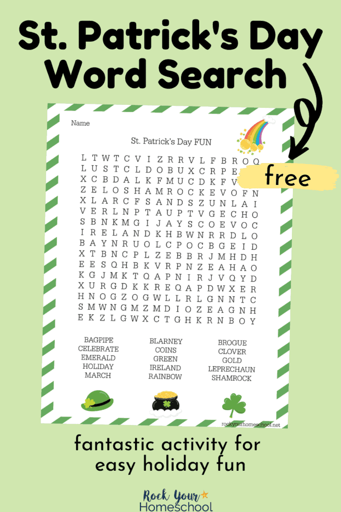 St. Patrick's Day word search printable to feature how your kids can enjoy simple holiday fun with this free printable word search