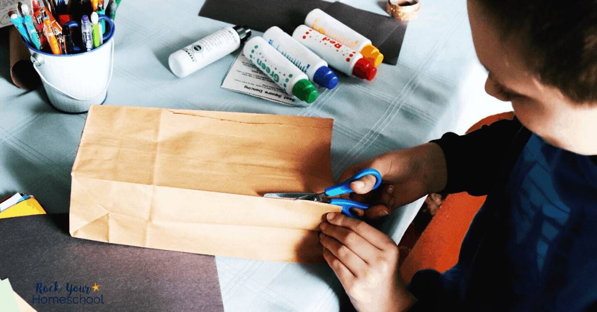Your kids will have a blast creating a custom treasure box out of a brown paper lunch bag.