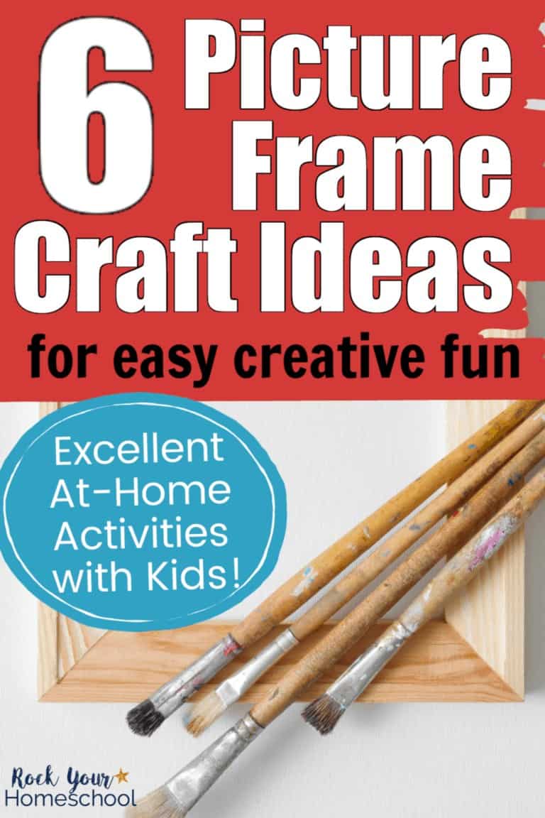 Wood picture frame with wood paint brushes that have splatters of paint to feature the easy creative fun for kids with these 6 picture frame craft ideas