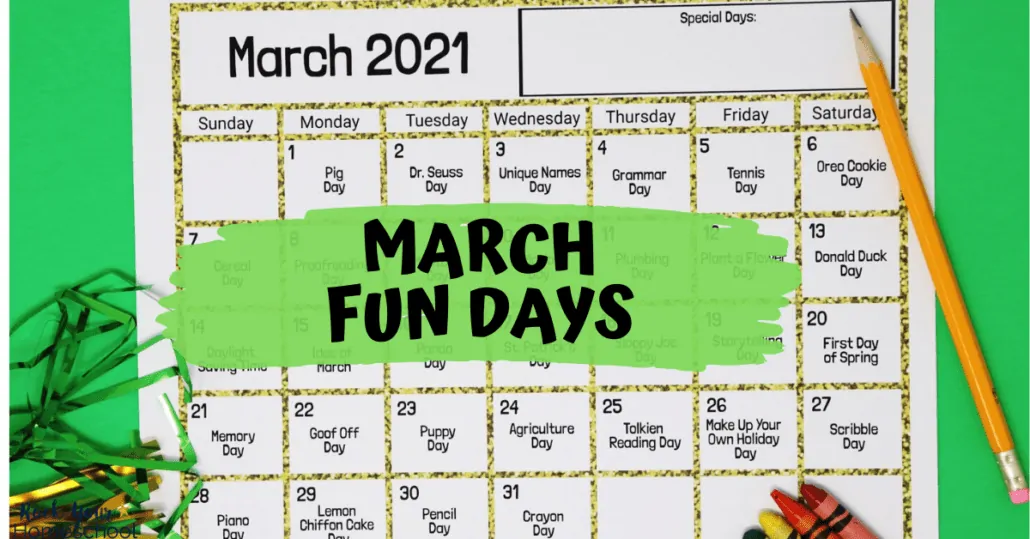 You can easily celebrate fun days & activities with your kids using these free printable calendars. Here's March 2021!