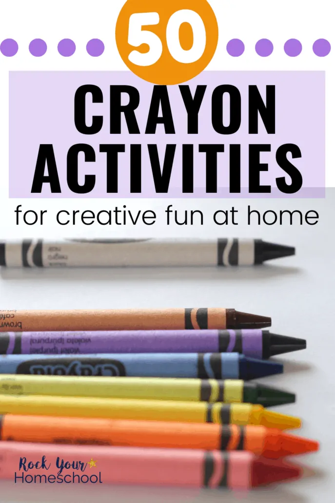Rainbow of crayons to feature creative & frugal fun you can have at home with crayons