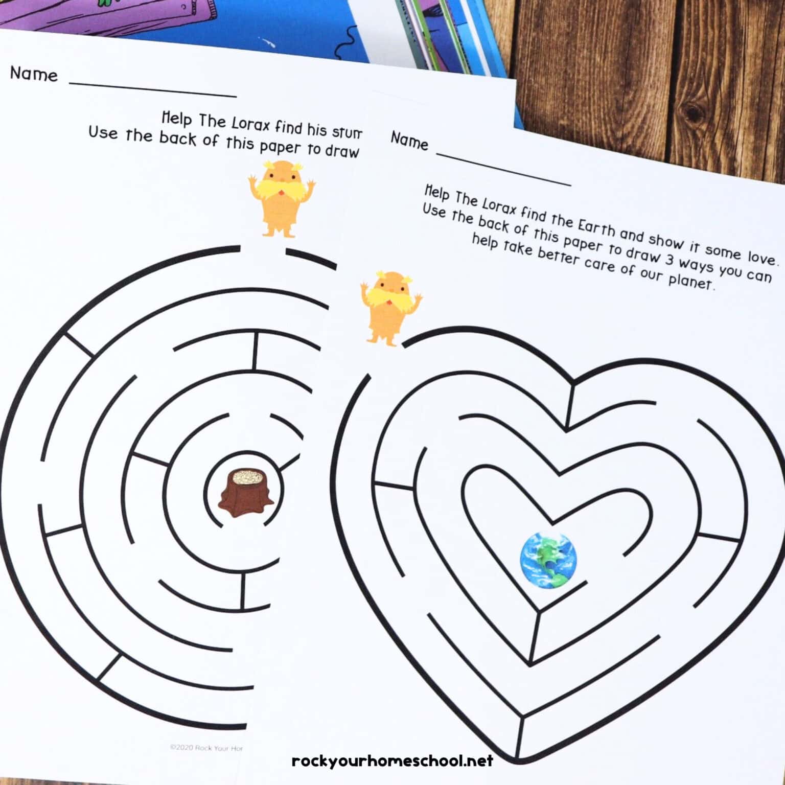 Two printable The Lorax mazes.