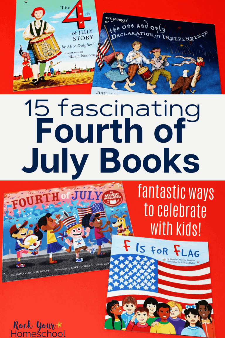 4 different Fourth of July books for kids to feature how you can celebrate this special holiday by enjoying these 15 fascinating books with your kids