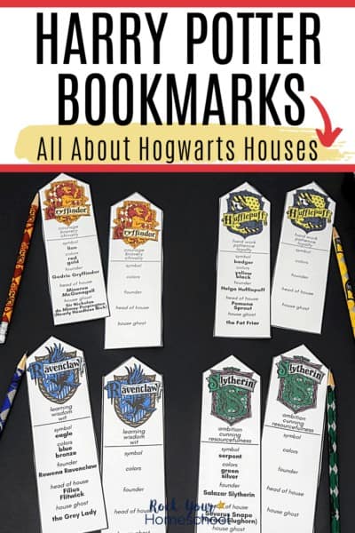 Harry Potter Bookmarks with Hogwarts Houses (Free Printable)