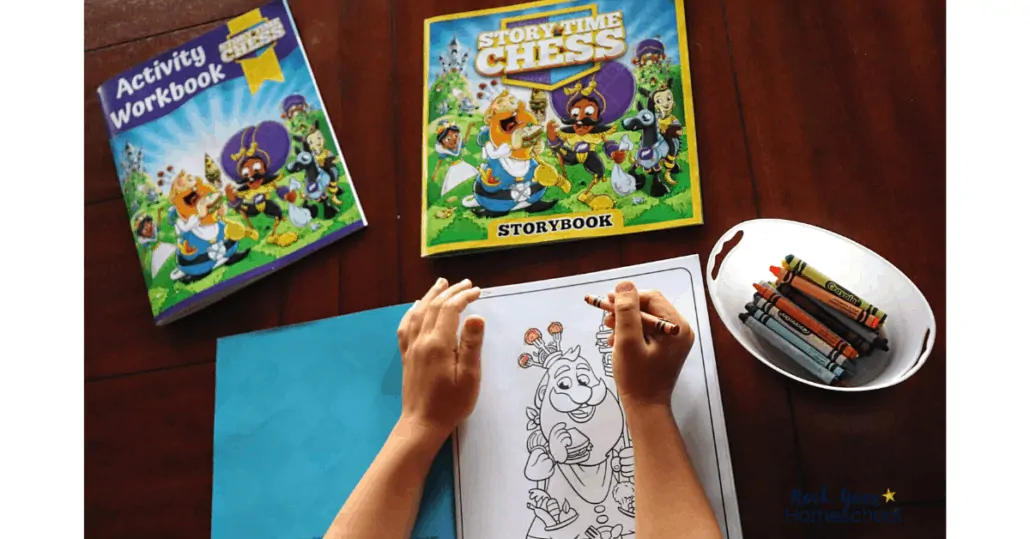 Your kids will love the coloring book that's available from Story Time Chess.