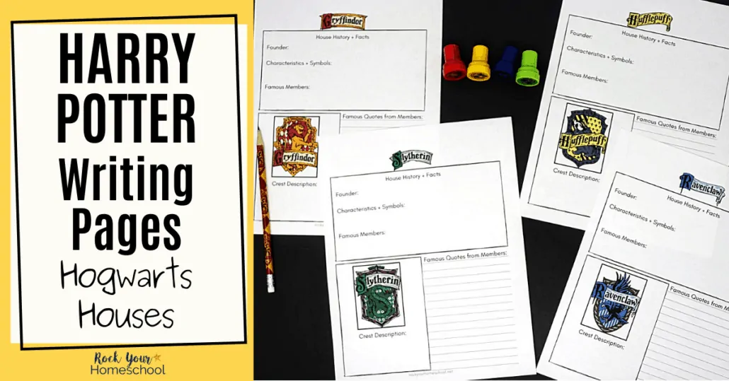 These free Harry Potter writing pages are excellent ways to record notes about each of the Hogwarts Houses.