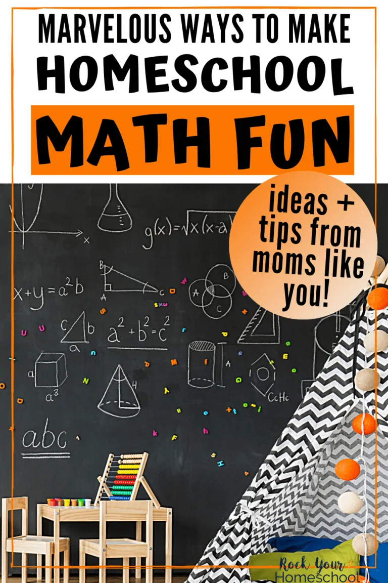 Colorful indoor tent with pompom chain, child's table with abacus, and blackboard with math equations to feature the variety of ways you can make homeschool math fun