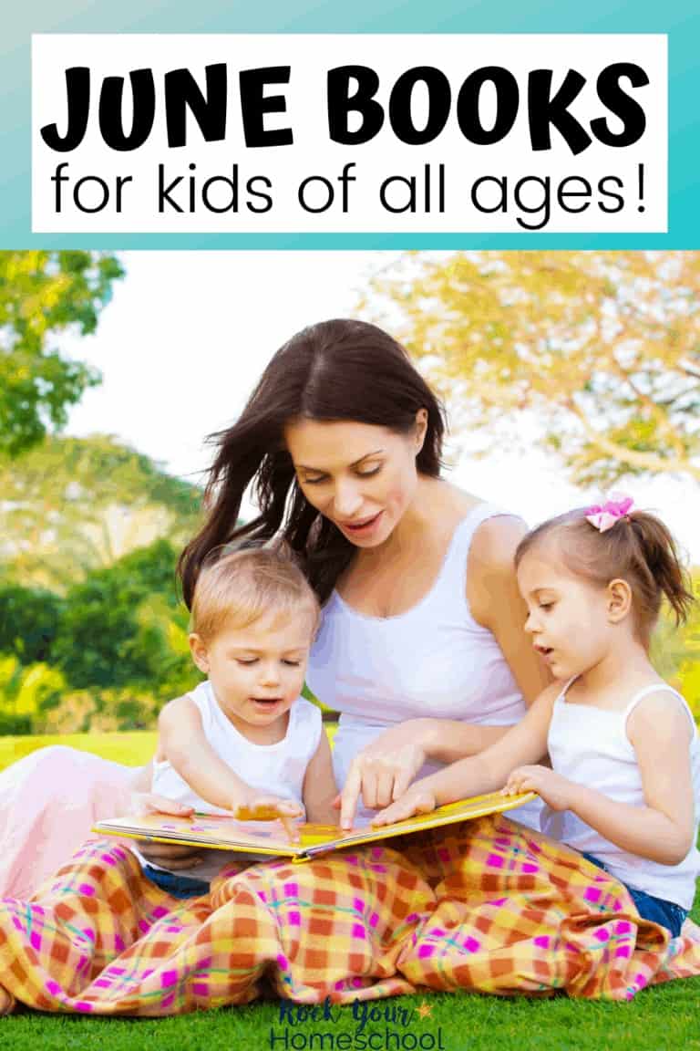 Mom reading to her two children on picnic blanket on the grass to feature the amazing June books for kids to enjoy