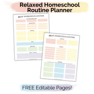 This Relaxed Homeschool Routine Planner will help you organize & set up a routine in your relaxed homechool.