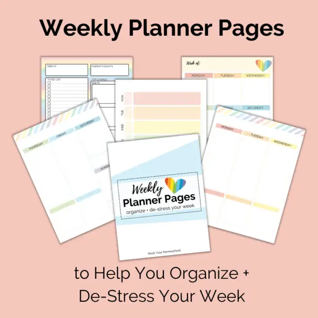 This free weekly planners pages set can help you organize & de-stress your homeschool week.