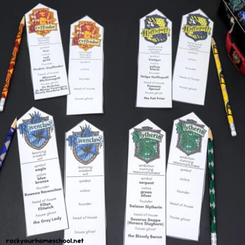Harry Potter Bookmarks with Hogwarts Houses (Free Printable) - Rock ...