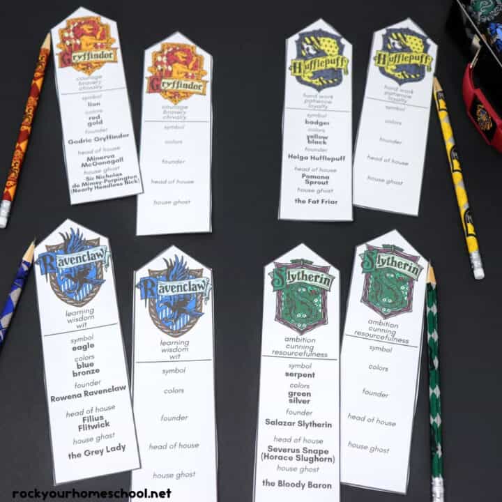 Harry Potter Bookmarks with Hogwarts Houses (Free Printable) - Rock ...