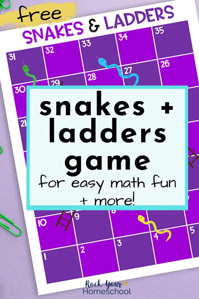 Snakes and Ladders Game is a frugal & simple way to make math fun for kids.