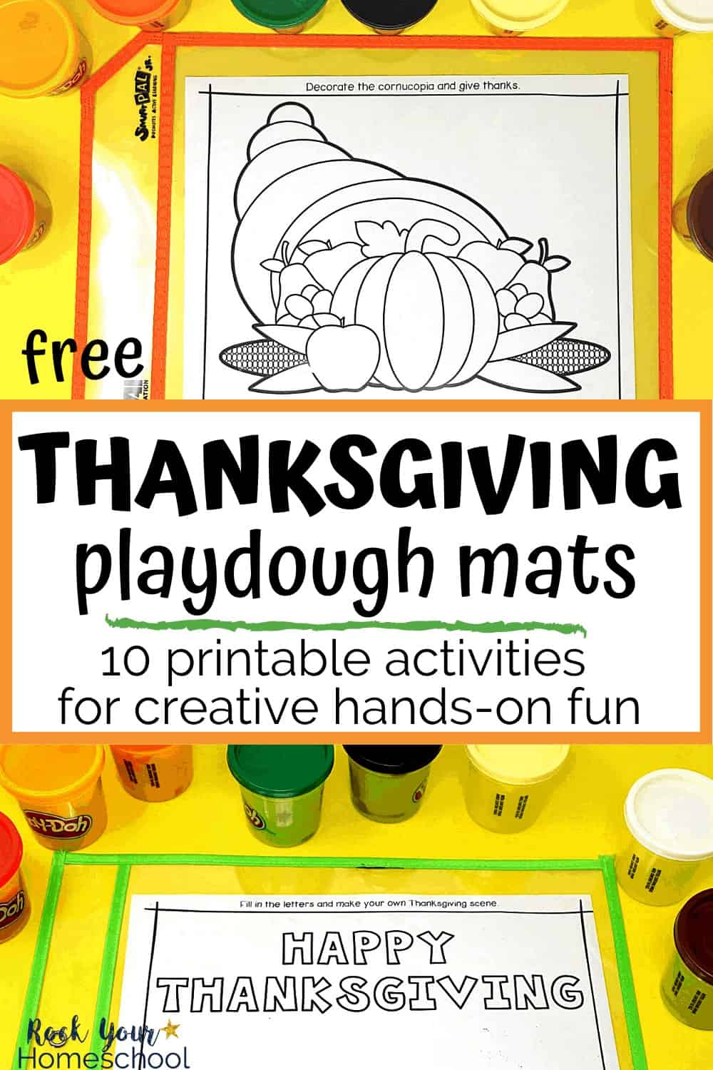 Free Thanksgiving Playdough Mats for Holidays with Kids