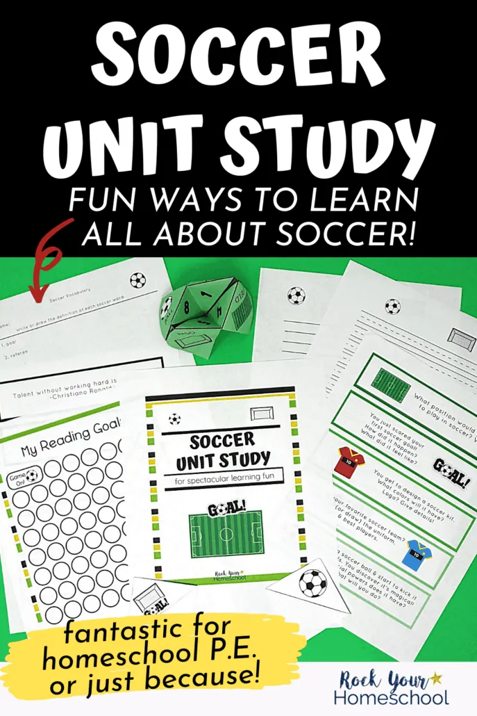 Soccer unit study bundle to feature how this resource can help you boost your homeschool P.E. or learn about this amazing sport just because
