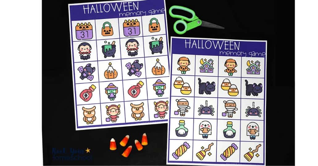 Your kids will have a blast with this free printable Halloween memory game.