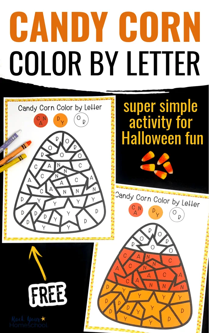 Free Candy Corn Color by Letter for Halloween Fun